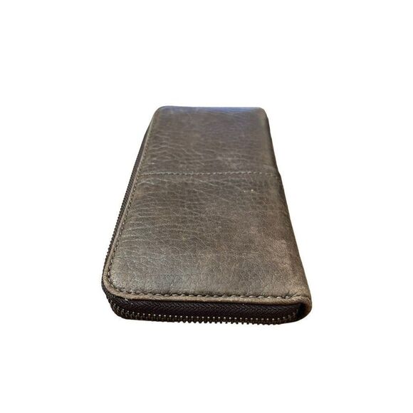 Vintage Fossil Brown Leather Organizer Clutch Wallet Clear ID Zipper Bronze - Picture 8 of 8